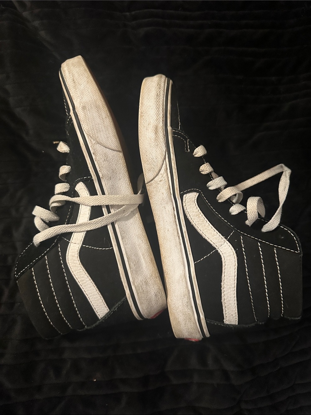 Womens Black and White High-Top Skate Sneakers